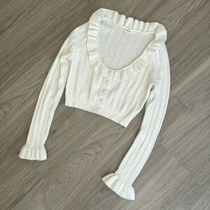 FOR LOVE AND LEMONS White Cropped Sweater, M